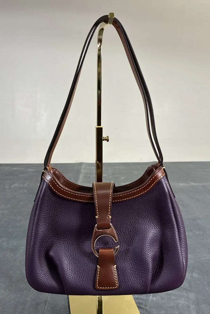 Dooney & Bourke Derby Dark Purple Pebble Leather Small Shoulder Bag Charity